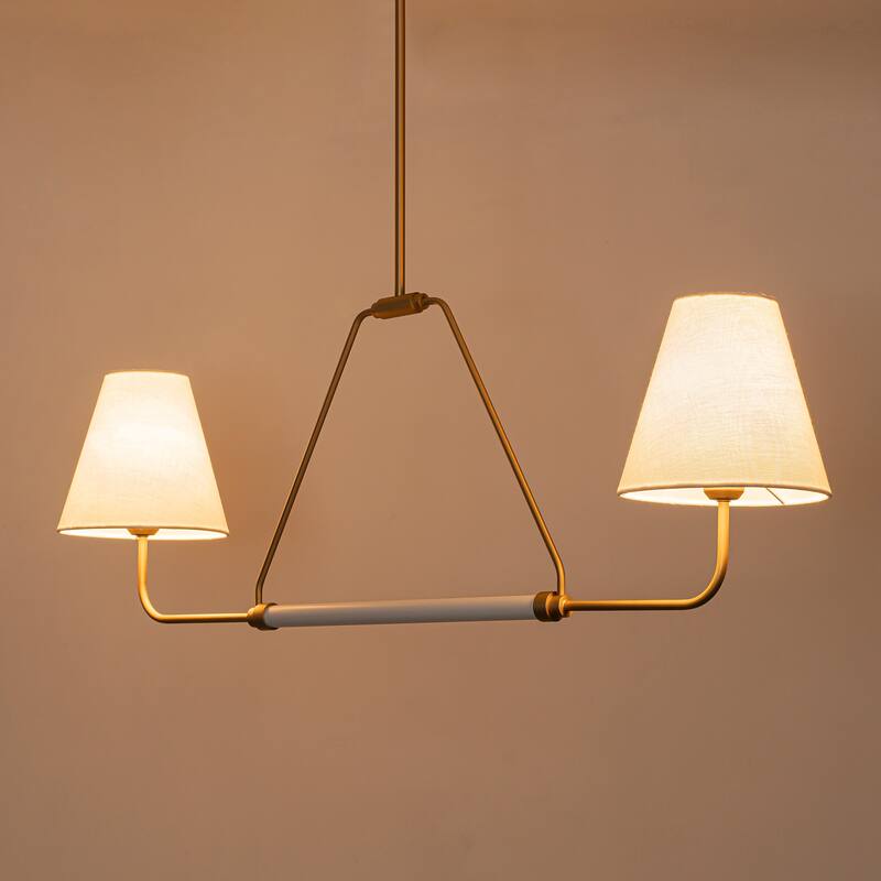 2-Light Linear Chandelier with Fabric Shade