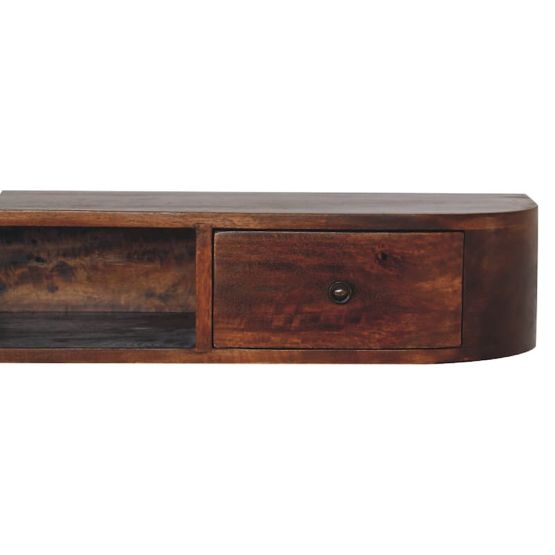 Artisan Furniture Solid Wood Lunar 2 Drawer Floating Console, Wall Mounted in Brown - N/A