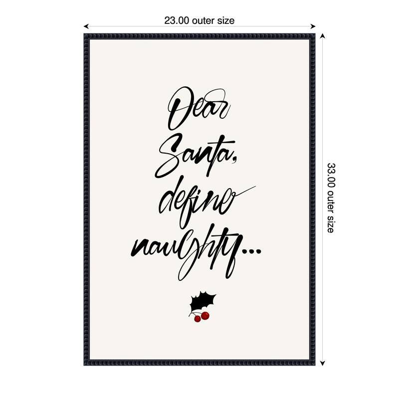 Dear Santa by Eins Kubistika (23 x 33 in.), Framed Canvas Wall Art Print - Sylvie Beaded Black