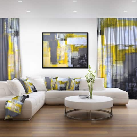 Designart 'Grey and Yellow Blur Abstract' Abstract Framed Canvas Art Print
