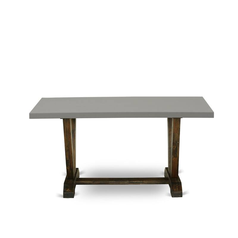 HomeStock 5-Piece Distressed Jacobean Finish Solid Wood Top Dining Table with 4 Parson Chair