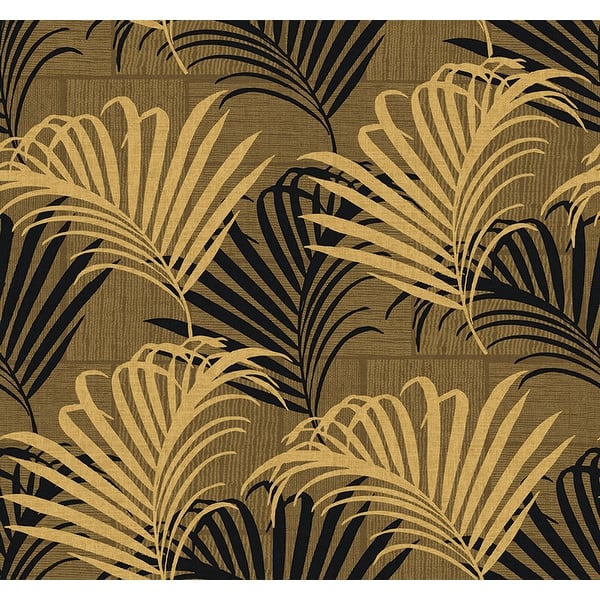 slide 2 of 5, Seabrook Designs Hollywood Palm Unpasted Wallpaper 27 in. W x 27 ft. L - Dark Gold