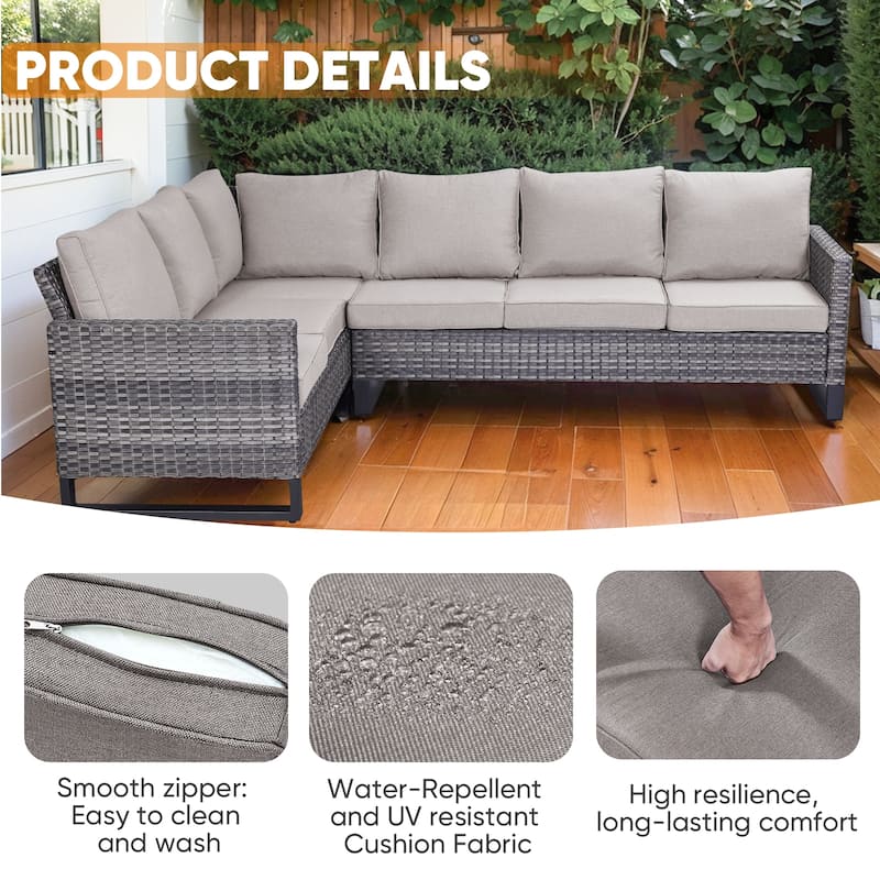 Outdoor PE Wicker Furniture Set with Fire pit Table