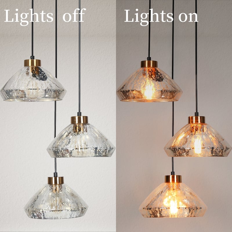 Flyn Modern 3-Light Cluster Pendant Light Glass Chandelier for Dining Room - D 17.7" x H 6.3"
