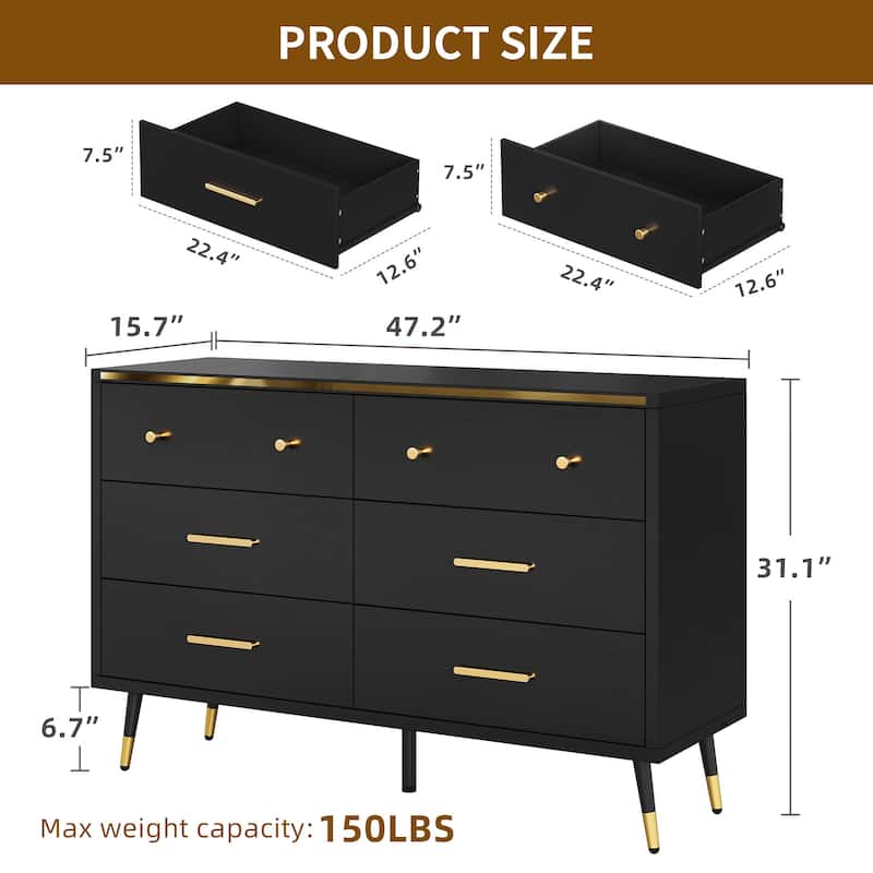 Moasis Modern 6 Drawers/7 Drawer Chest of Drawer Double Dresser