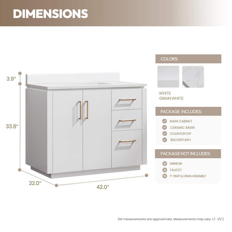 San Single Bath Vanity with Composite Stone Top without Mirror