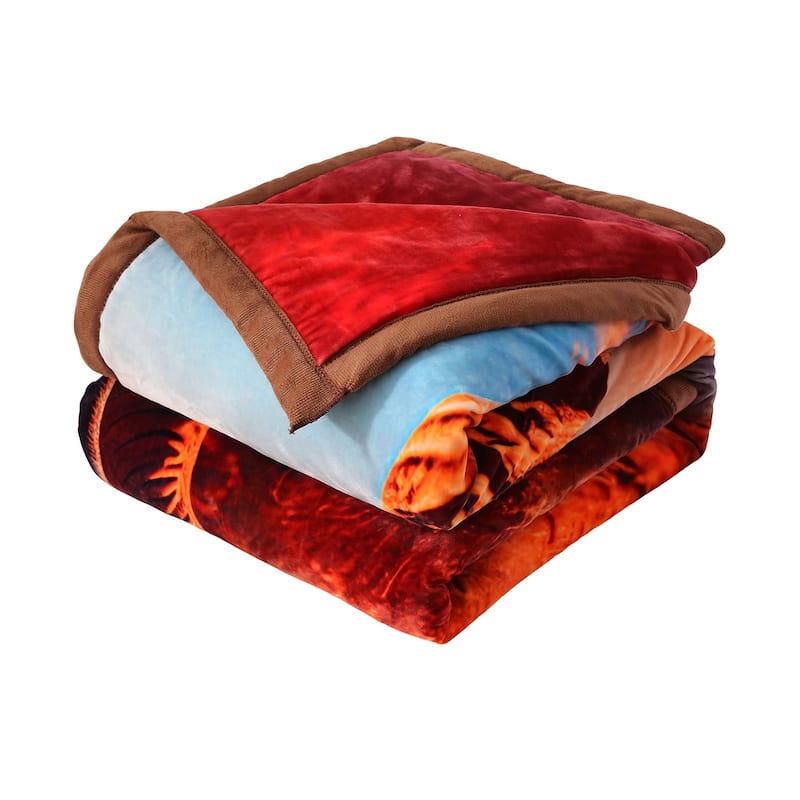 3 Ply Reversible Fleece Comforter for Winter 85"x93" 8lbs