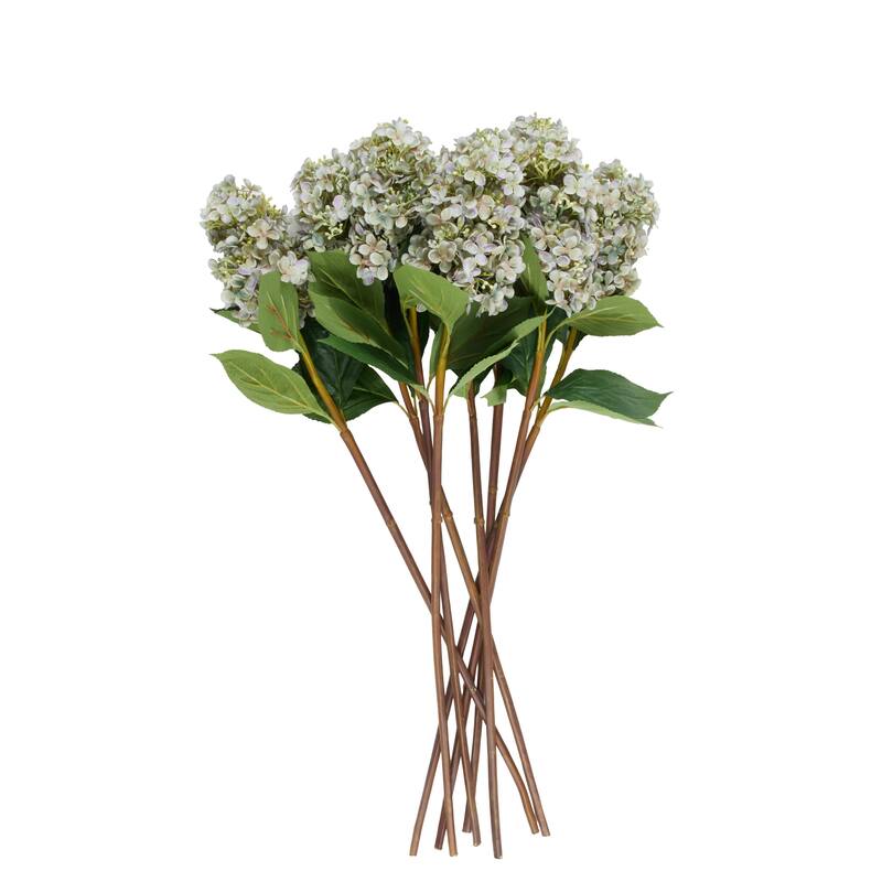 Faux Foliage Hydrangea Tall Artificial Flower Stem - Set of 8 - Roche River Decor - Blue