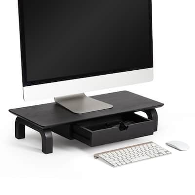 Jani Wood Monitor Stand Riser Desk - Ergonomic Design Stand, Desktop Organizer Table for Home, Office Workspace, Gaming Desk