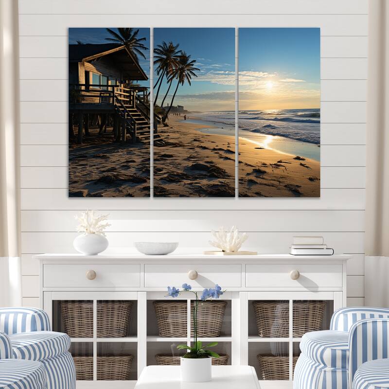 Designart "Beach Photo Tropical Vibes III" Nautical & Beach Canvas Wall Art Set