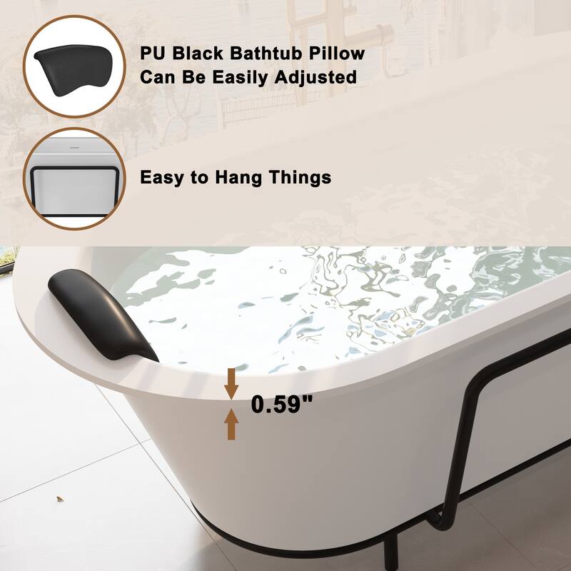 CASAINC Resin Stone Solid Surface Soaking Stand Alone Bathtub Freestanding Bathtub in Matte White