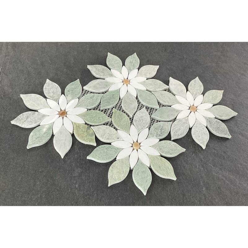 Flower Pattern Waterjet Marble Mosaic Wall Tiles - Case (7 Sheets)