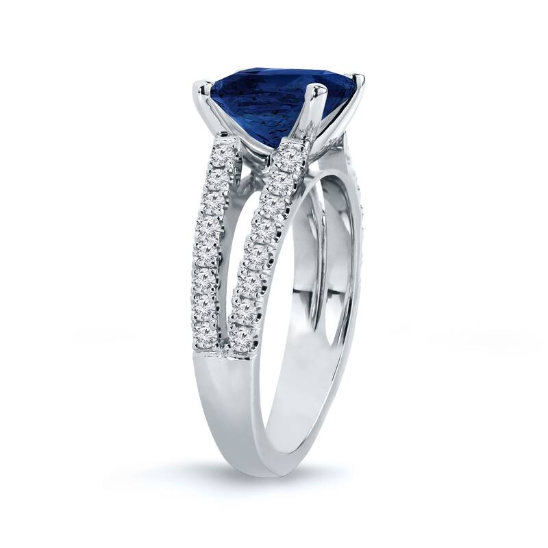 Auriya 14k Gold 2ct Cushion-cut Sapphire and Diamond Engagement Ring 1/2ctw (H-I, SI1-SI2)