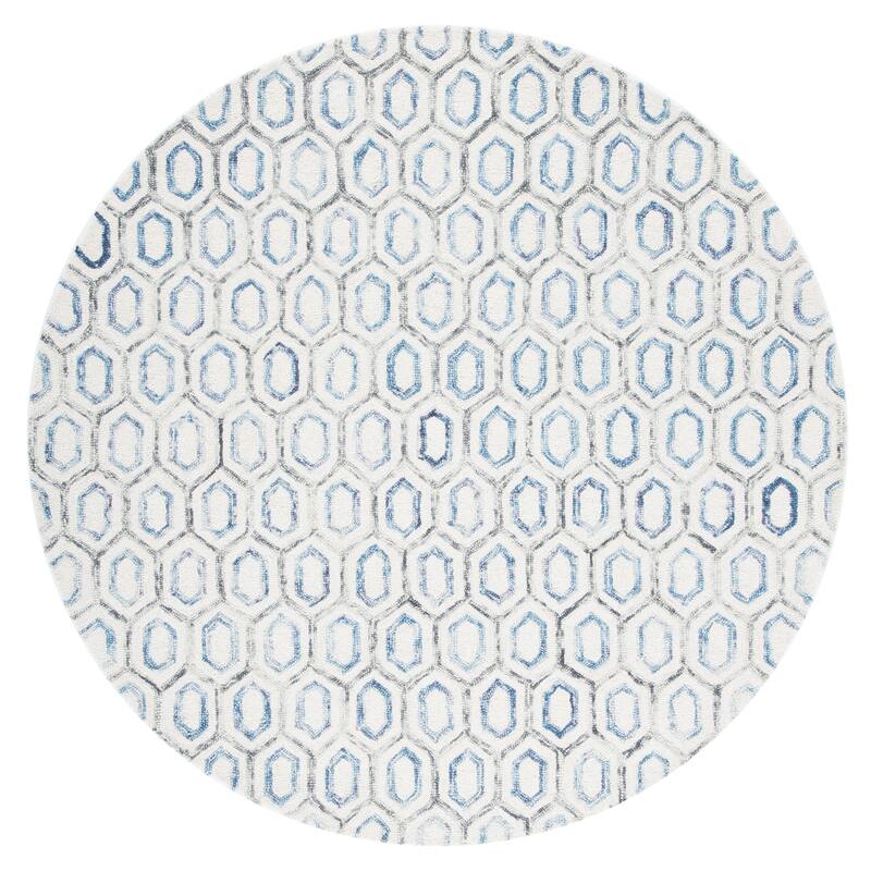 SAFAVIEH Handmade Metro Virona Wool Rug - 6' Round - Ivory/Blue