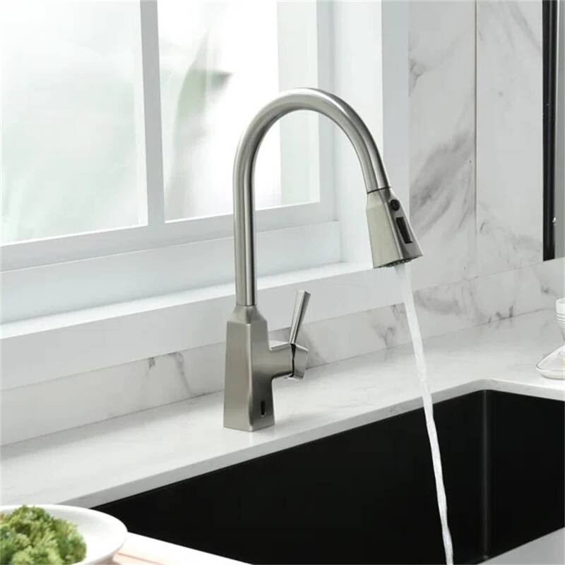Touchless Kitchen Faucet With Pull Down Sprayer 1 Hole Smart Kitchen Sink Faucet Single Handle Hand Free Modern Vanity Basin Tap