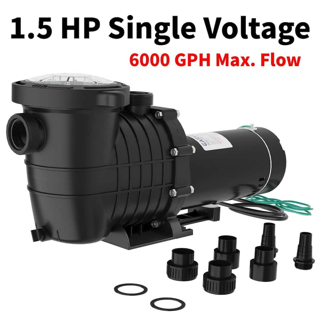 1100W 1.5 HP Single Voltage Swimming Pool Pump with Strainer Basket for Above and Ground Pool, 6000 GPH Max. Flow