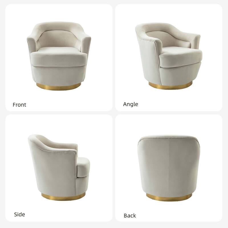 Kanstantin Modern Upholstered Swivel Barrel Chair with Golden Base Set Of 2 by HULALA HOME