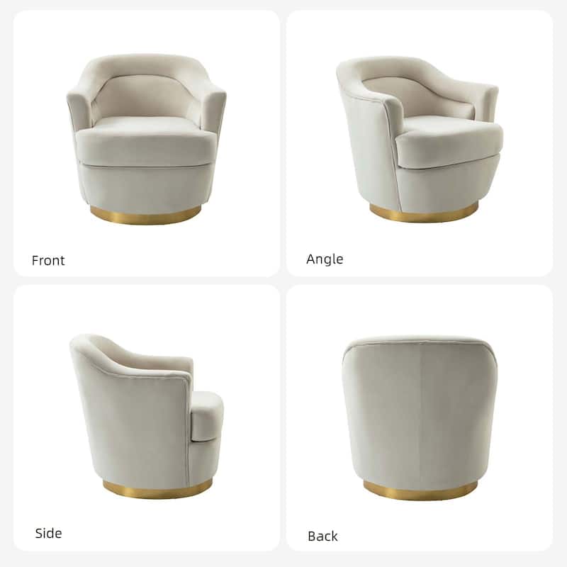 Kanstantin Modern Upholstered Swivel Barrel Chair with Golden Base by HULALA HOME