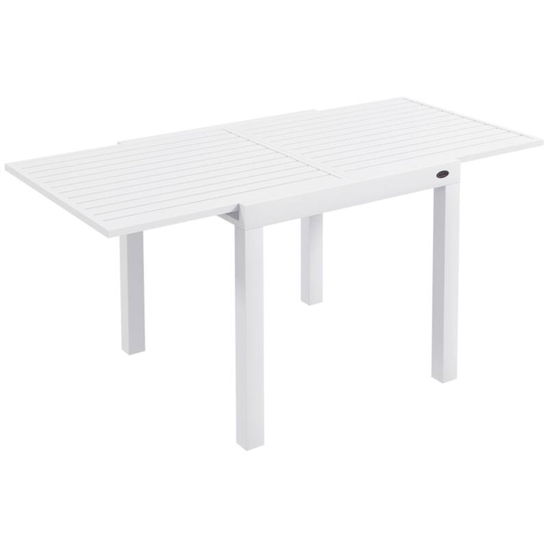 Aluminum Extendable Patio Dining Table for 6 People - 70.75"/35.5" L x 35.5"W x 29.5" H - White