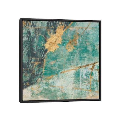 iCanvas "Teal Lace I" by Jennifer Goldberger Framed Canvas Print