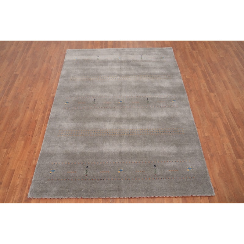 Hand Knotted Oriental 100% Wool Carpet Tribal Animal Pictorial Greys & Charcoal Gabbeh Area Rug - 8' 1'' X 5' 10''