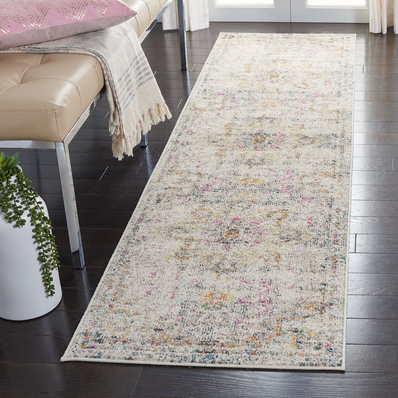 SAFAVIEH Madison Diederike Boho Medallion Distressed Rug - 2'2" x 10' Runner - Grey/Gold