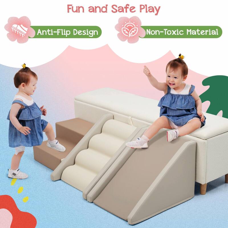 9-Piece Kids Climb & Crawl Soft Foam Block Activity Play Set - Toddler Indoor Toys, Baby Climbing Toys