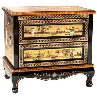 Gold Lacquer Two-Drawer Chest - Royal Ladies