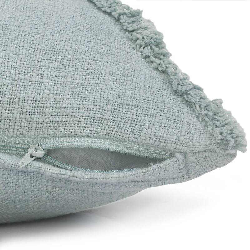 18" Pastel Blue Hand Woven Diamond Tufted Square Throw Pillow