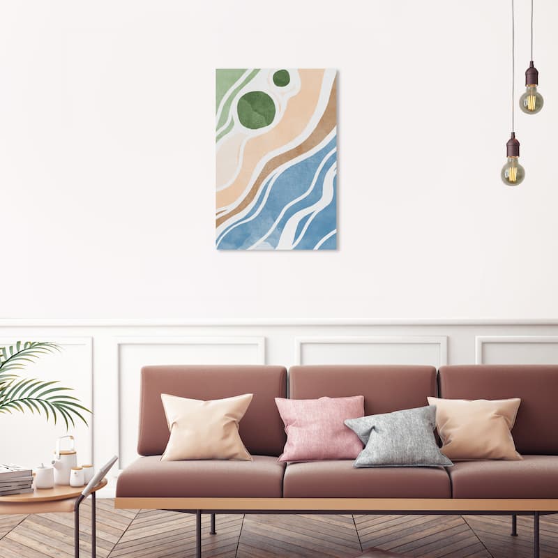 Wynwood Studio Canvas Abstract Topdown Beach Blue and Light Blue Wall Art Canvas Print - 30 x 20