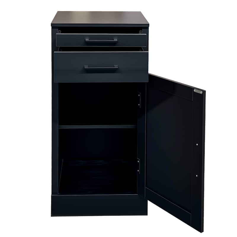 Anmytek Black Bar Cabinet with Drawers and Adjustable Shelf Modern Home Bar Storage