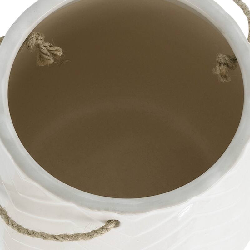 Sagebrook Home Neutral Textured Ceramic Hanging Planter