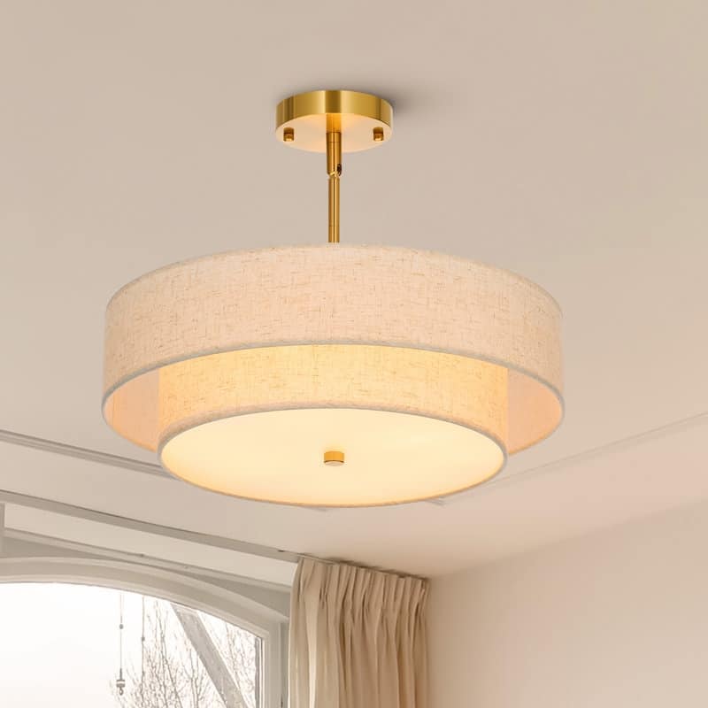 CO-Z 18 in 4-Light Fabric Semi Flush Mount Ceiling Light - 18" - Gold