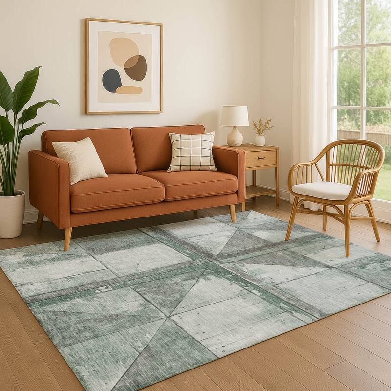 Premium Washable Super Soft Contemporary Geo Mayfield Rug - Sage - 2'6" x 3'10"