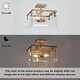preview thumbnail 6 of 8, Modern Gold 3-Light Square Shape Semi Flush Mount Foyer Kitchen Ceiling Lights - 12.5" L x 12.5" W x 11.5" H