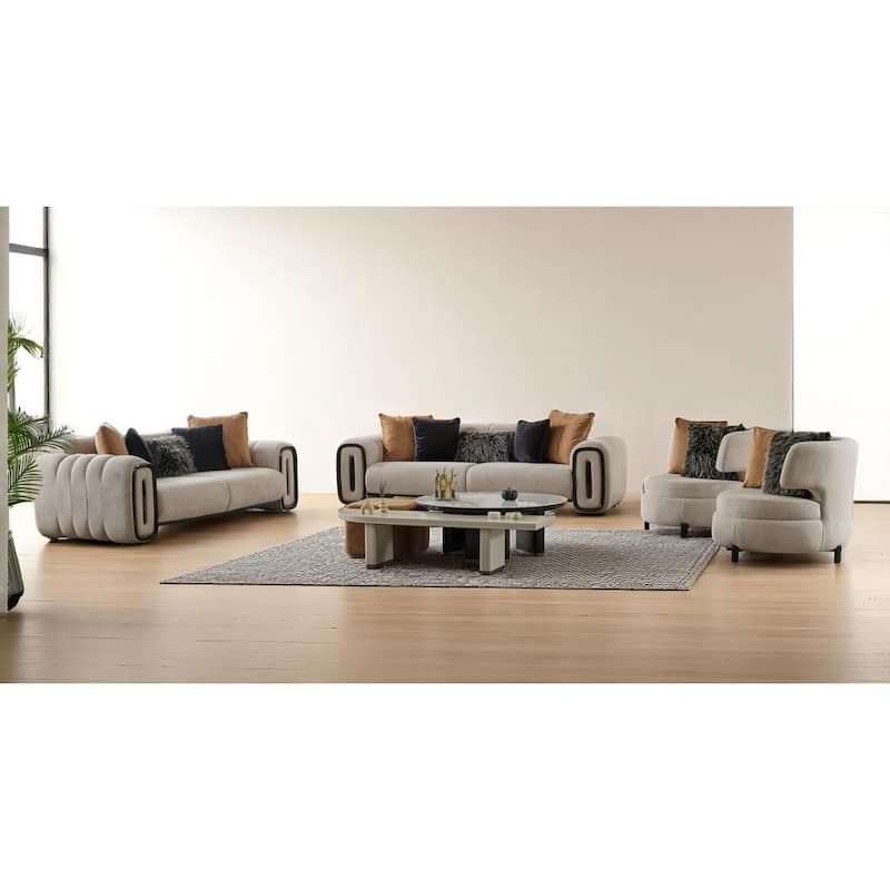 Vekir 5 Pieces Living Room Sets 2 Sofa 2 Chair 1 Coffe Table - Beige