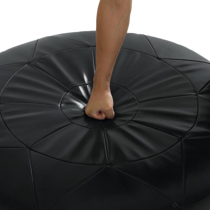 34.5" W Full-Grain Genuine Italian Leather Ottoman by Lumibee