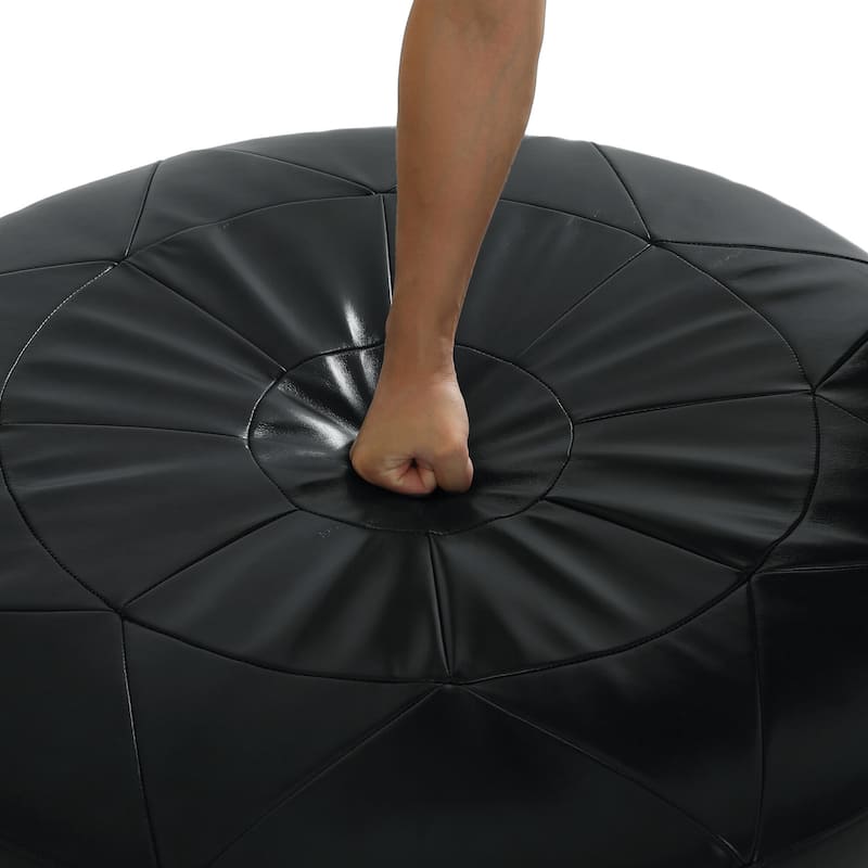 Oversized Full-Grain Genuine Italian Leather Ottoman