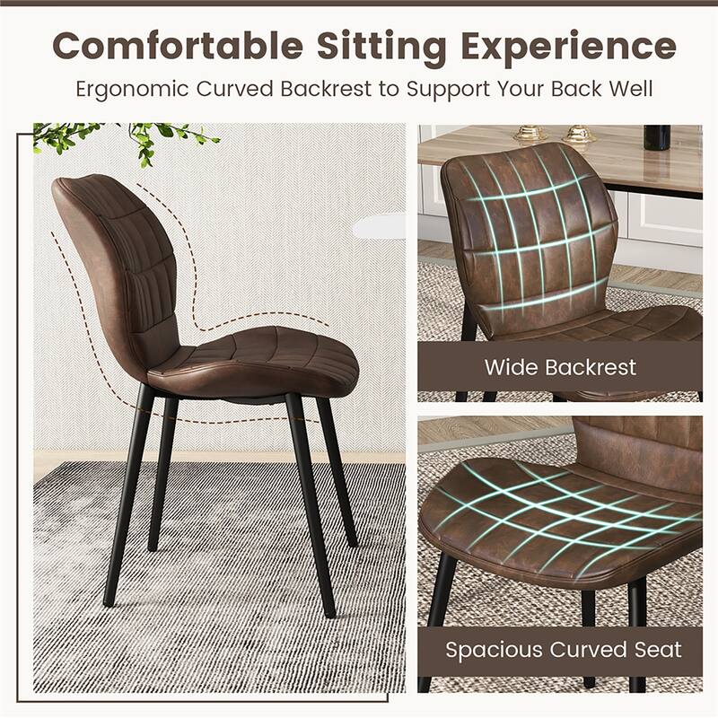Gymax Dining Chairs Set of 4 w/ Padded Back Metal Legs & 2 Adjustable