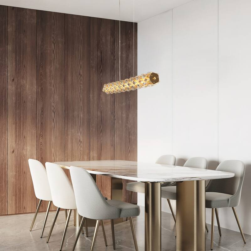 Modern LED Gold Chandeliers Linear Island Lights for Kitchen Island - W 35.8" x H 4.3" x D 4.3"