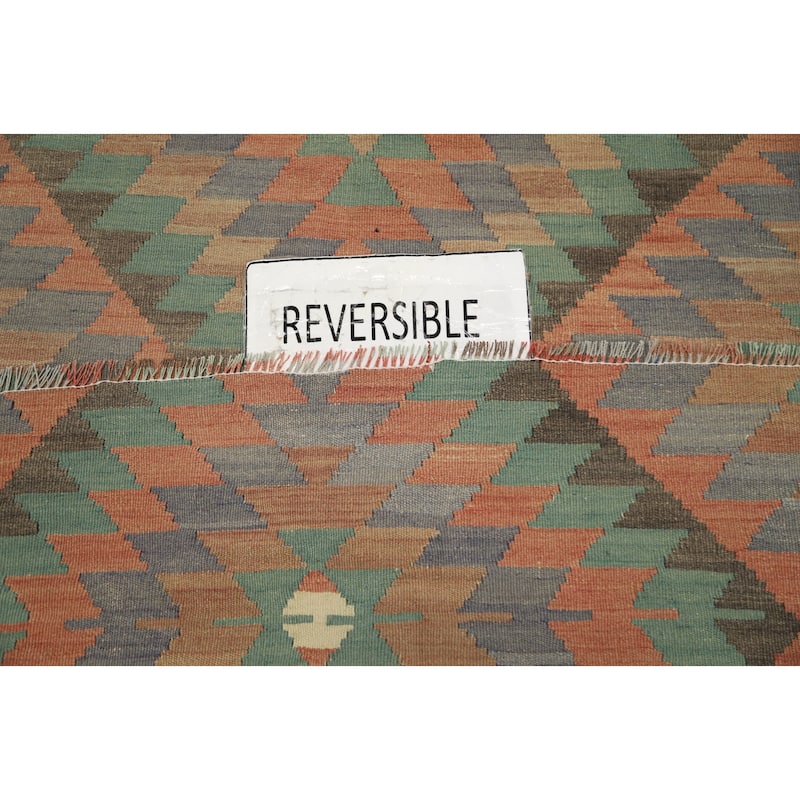 Hand Woven Oriental 100% Wool Carpet Southwestern Tribal Multi-Colored Kilim Area Rug - 7' 2'' X 5' 8''