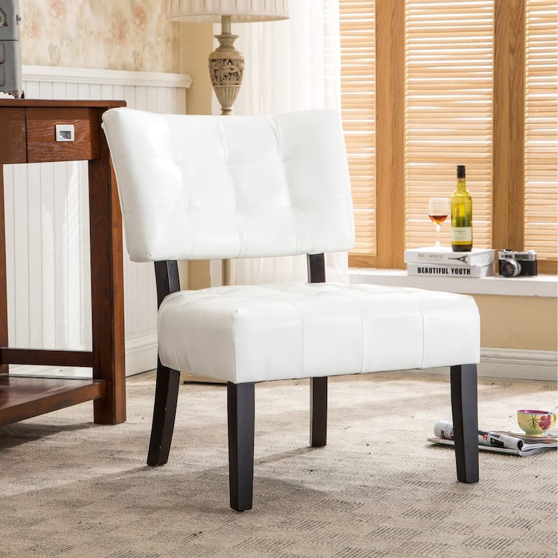 Faux Leather Tufted Accent Chair with Oversized Seating