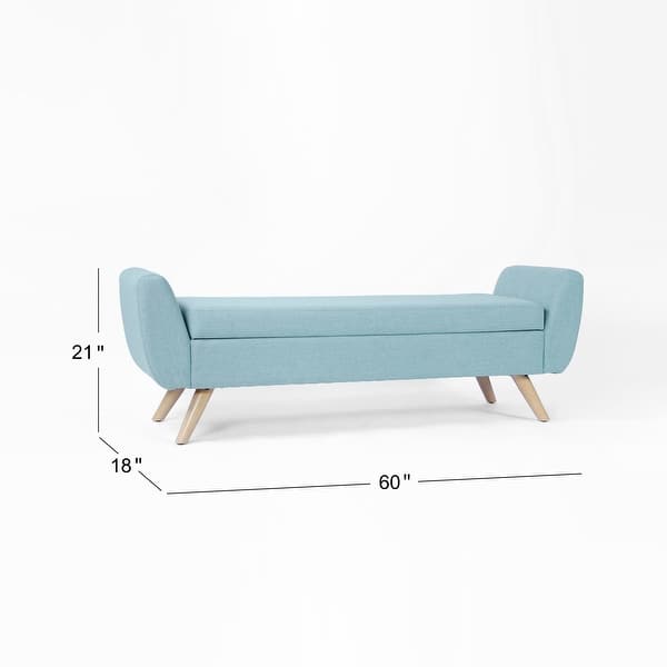 dimension image slide 2 of 4, HomePop Modern Sherpa Storage Bench with Wood Legs - Cream