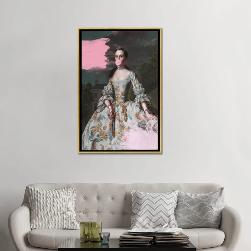 iCanvas "Woman Blowing Bubble Gum VI" by Grace Digital Art Co Framed Canvas Print
