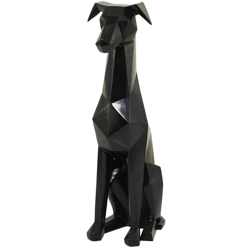 Polystone Dog Cubist Decorative Sculpture - Black, Gold, Silver - Roche River Decor - Black