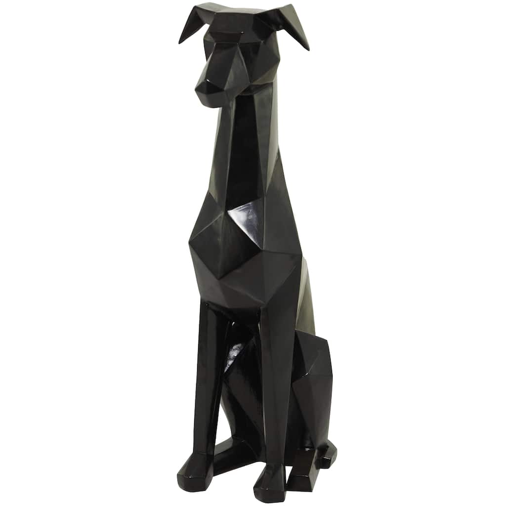 Polystone Dog Cubist Decorative Sculpture - Black, Gold, Silver - Roche River Decor