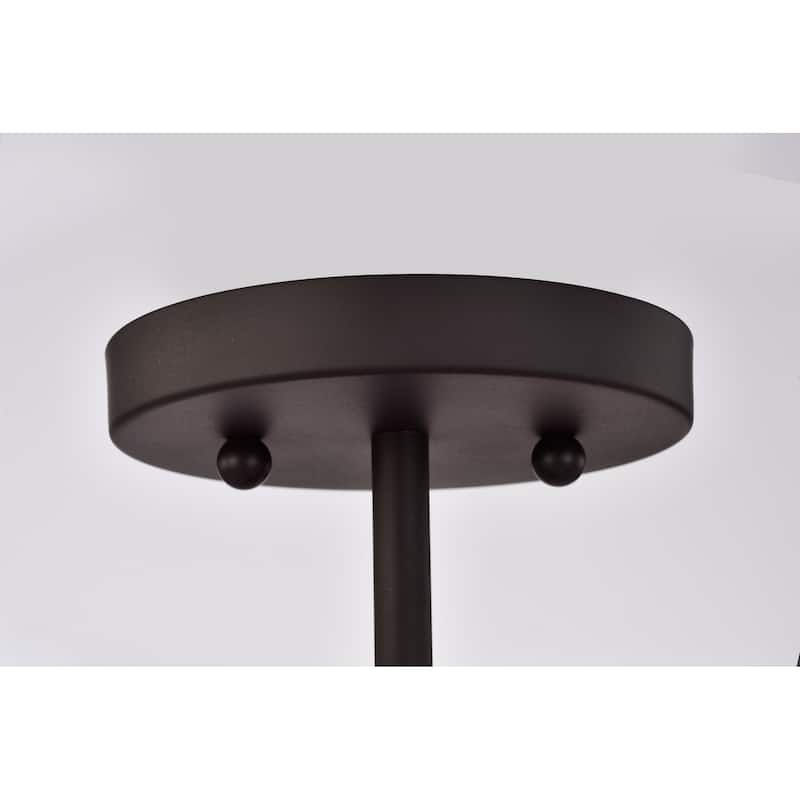 Kine Brown 3-Light Metal & Fabric Drum Semi-Flush Mount