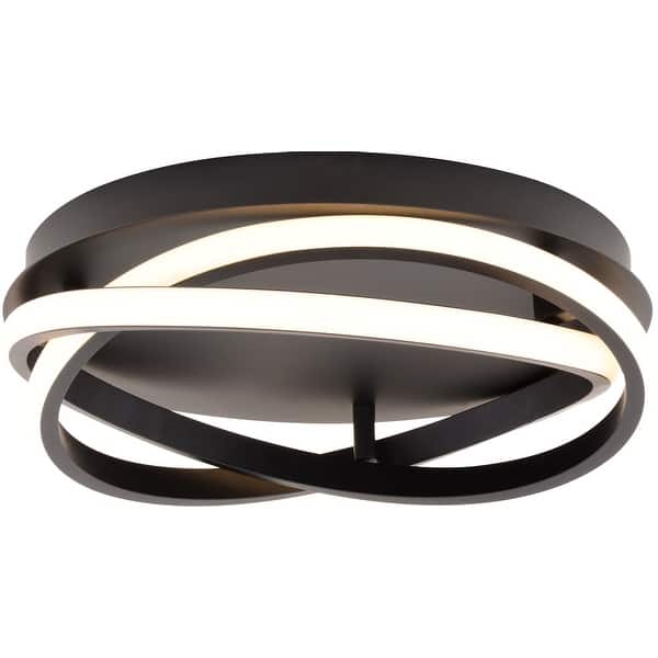 slide 2 of 10, Vaxcel Lighting T0778 North End 13" Wide LED Flush Mount Drum Outdoor Matte Black