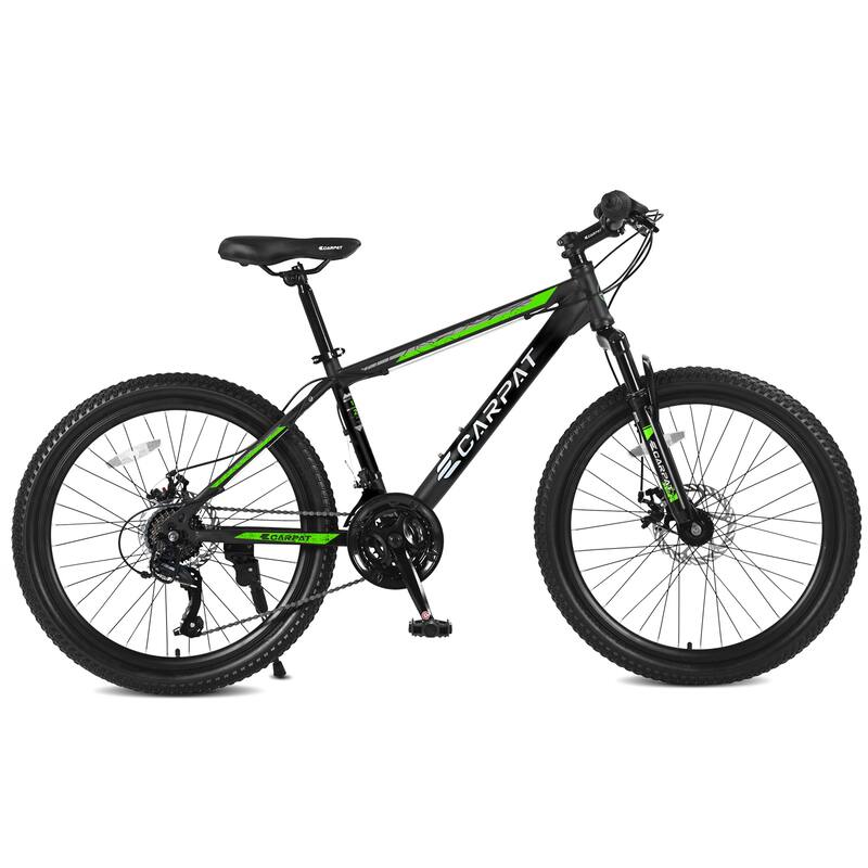 Unisex Mountain Bike - High-Carbon Steel Frame, Suspension, Mechanical Disc Brakes, Shimano Gears - 26