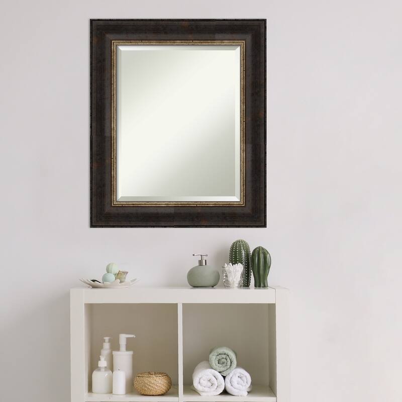 Beveled Bathroom Wall Mirror - Varied Black Frame - Varied Black